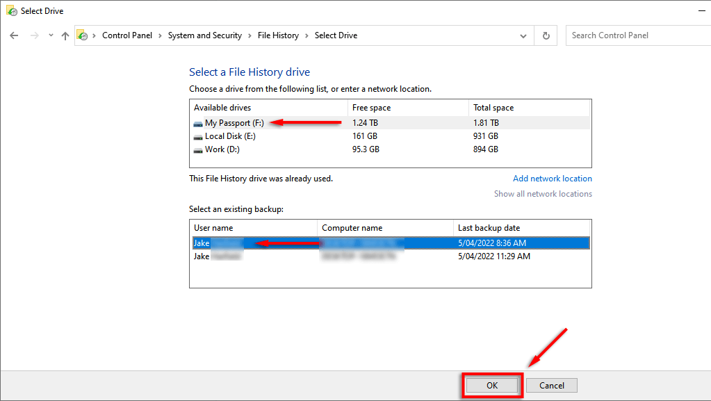 Como reconectar uma unidade de histórico de arquivos no Windows