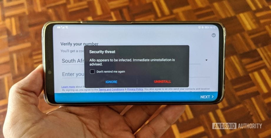 Telefones Huawei alertam os usuarios que o Google Allo e 1