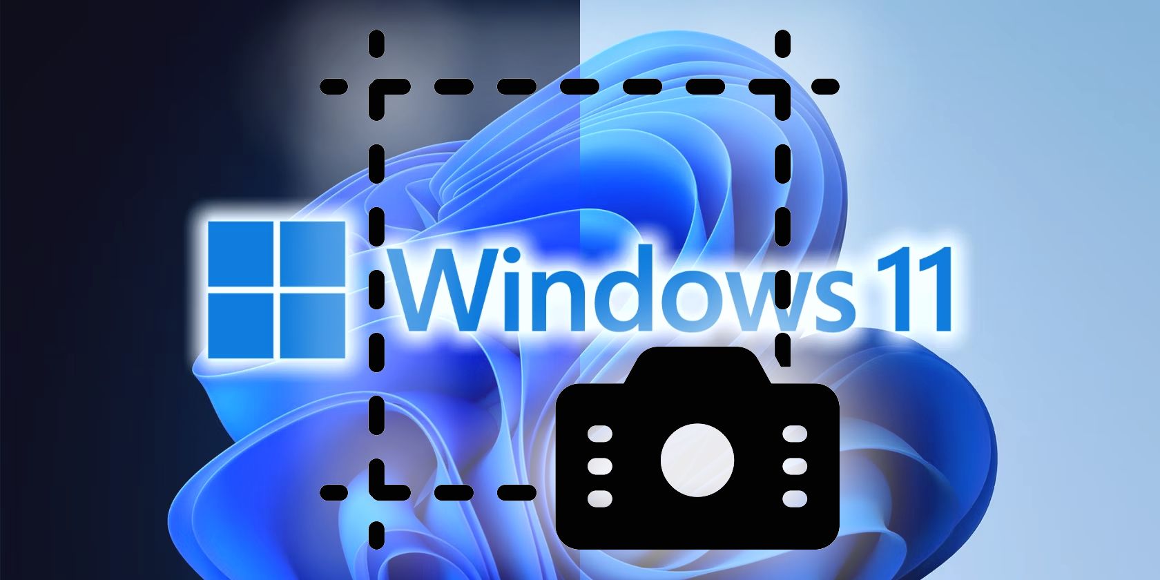 windows 11 logo and background with photo cropping symbol